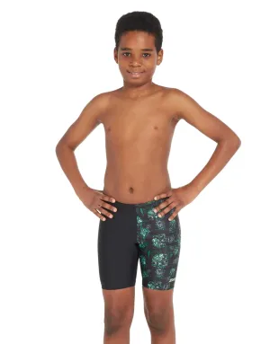 Boys Zombie Mid Swim Jammer - Black/Green
