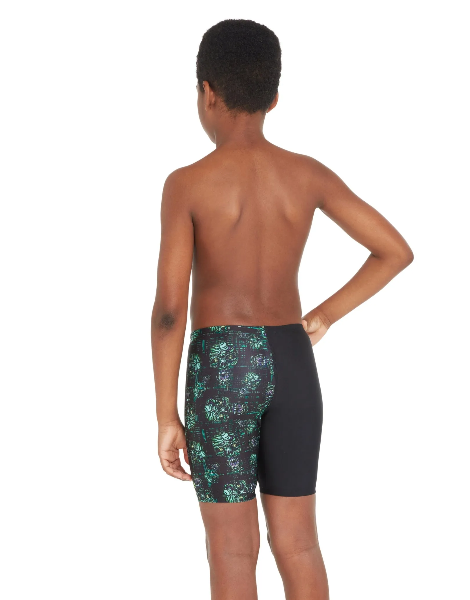 Boys Zombie Mid Swim Jammer - Black/Green