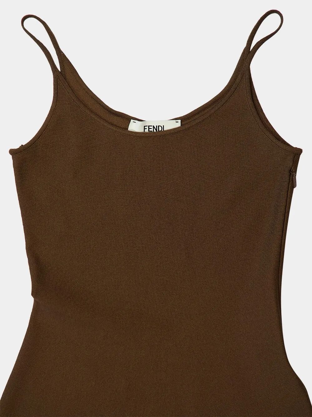 Brown Knit Maxi Dress with Contrast Hem