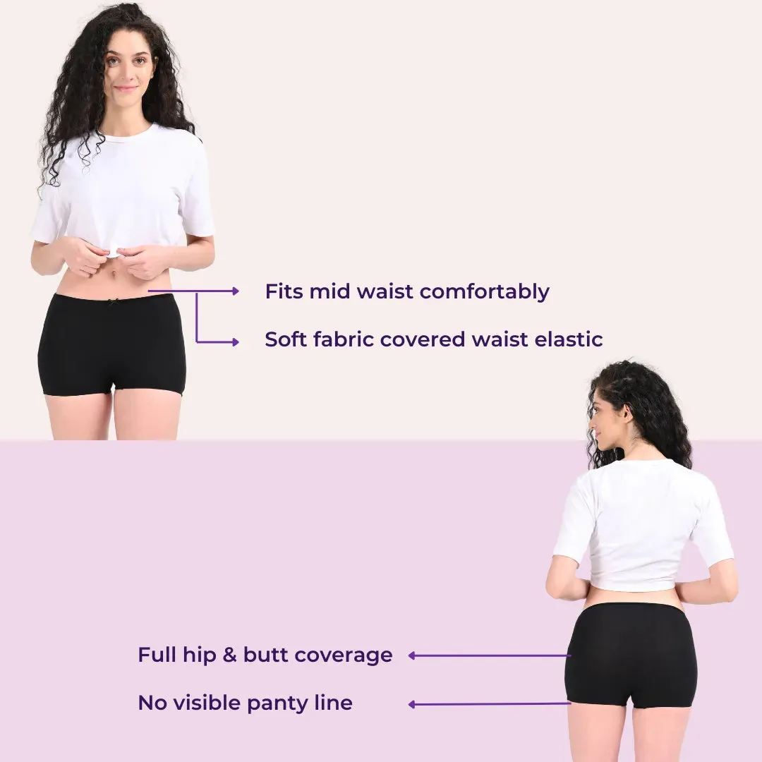 BrZee Boyshorts | Lightweight Cotton-Elastane Fabric | Super Stretchy For Comfort | No Visible Panty Lines | Pack Of 3