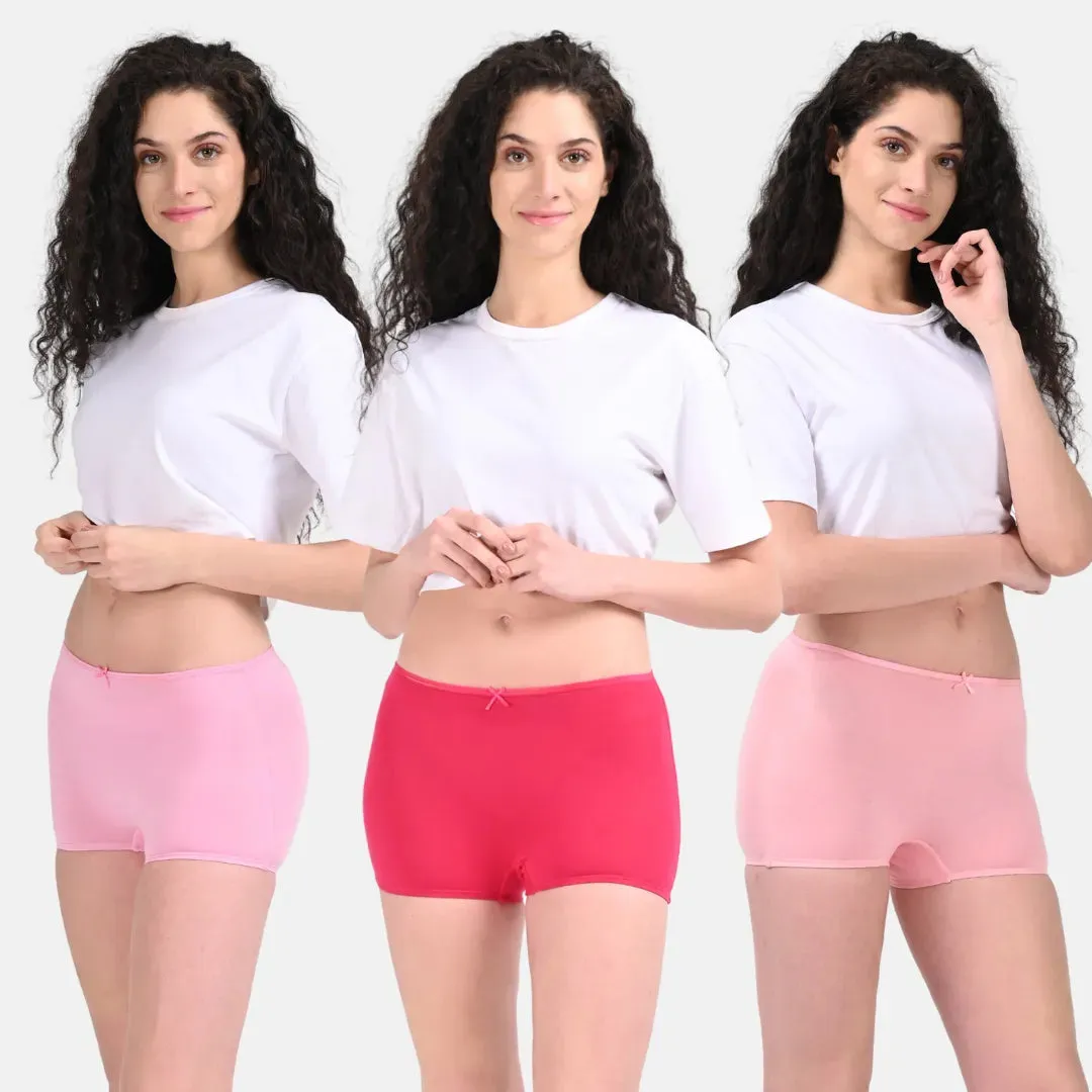 BrZee Boyshorts | Lightweight Cotton-Elastane Fabric | Super Stretchy For Comfort | No Visible Panty Lines | Pack Of 3