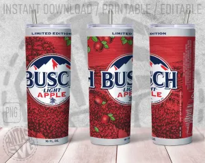 Busch Light Apple Beer Inspired Unofficial Logo Can Wrap Limited Edition Great to wrap around tumblers PNG File Printable
