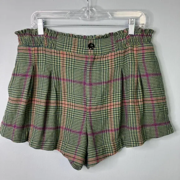BY Anthropologie Femme Plaid High Waist Librarian Academia Shorts Womens Size 12