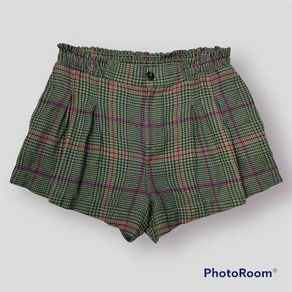 BY Anthropologie Femme Plaid High Waist Librarian Academia Shorts Womens Size 12