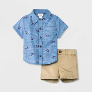 Cat & Jack Baby Boys' 2pc Star Chambray Top & Bottom Set