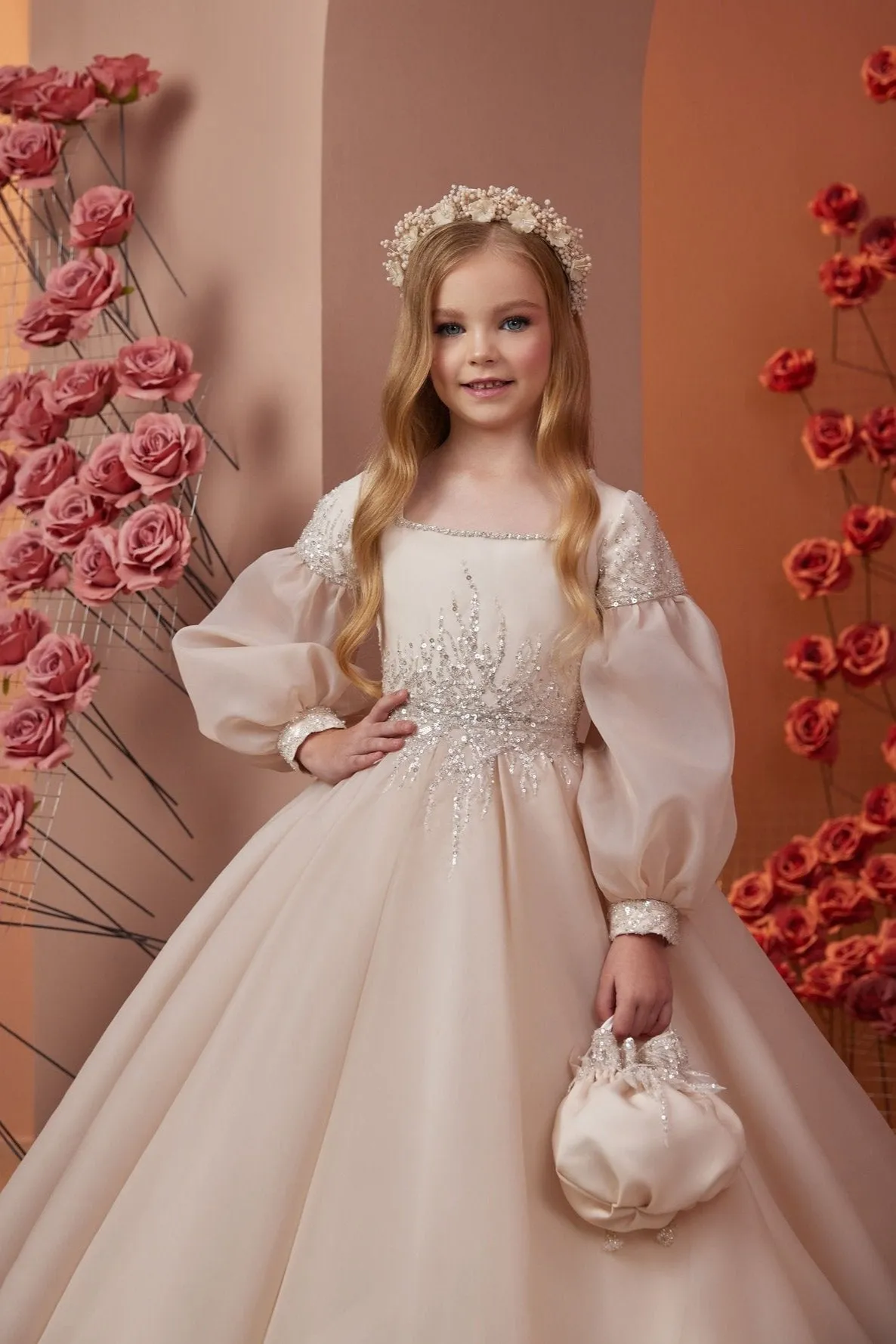 Champagne Blush Princess Gown for Kids