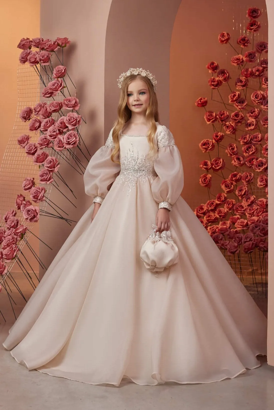 Champagne Blush Princess Gown for Kids