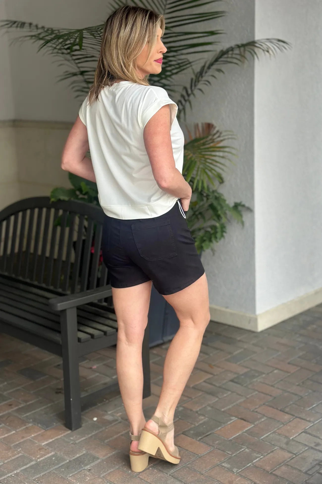 Charlie B Janessa Patch Pockets Shorts-Black
