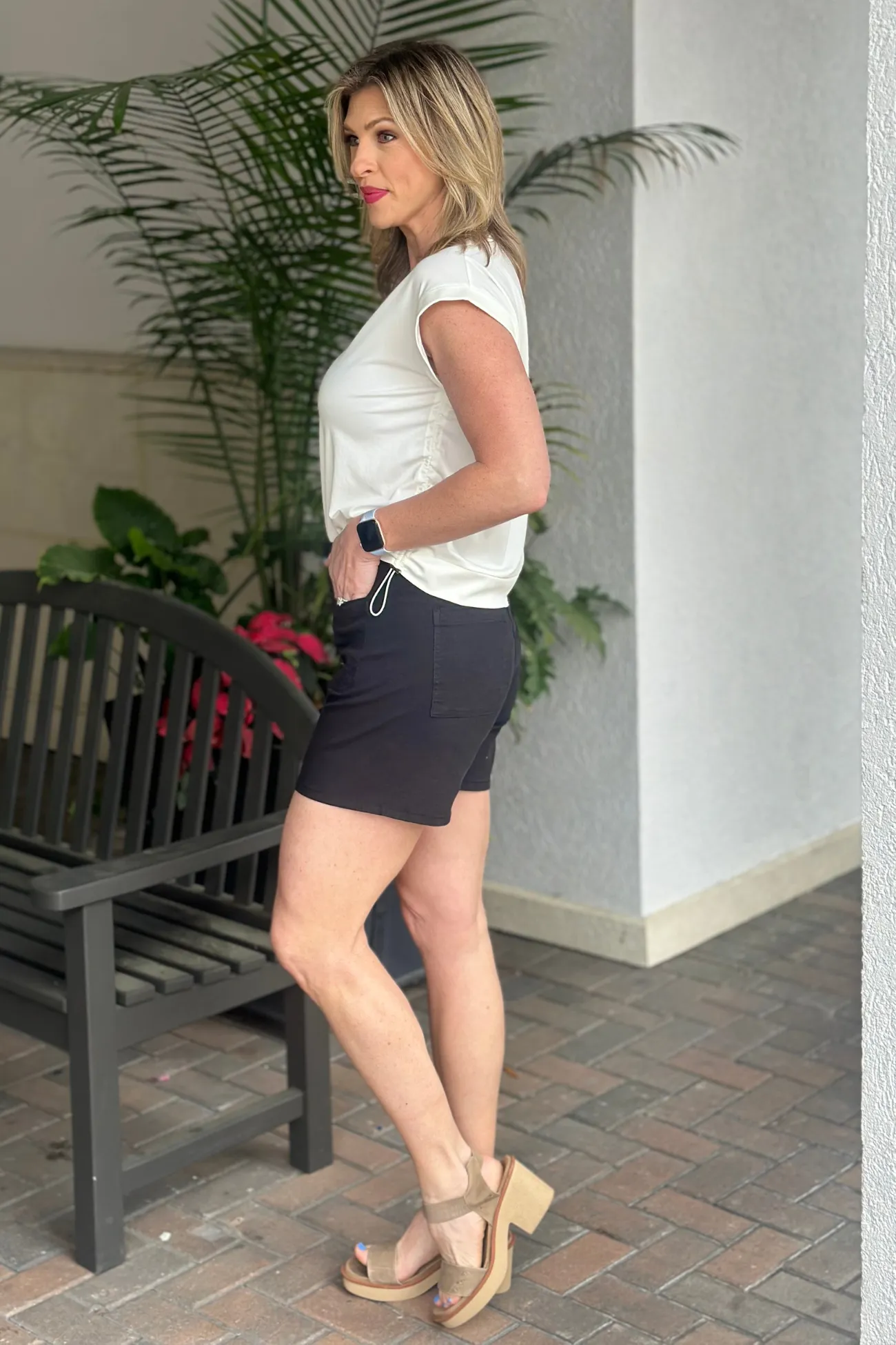 Charlie B Janessa Patch Pockets Shorts-Black