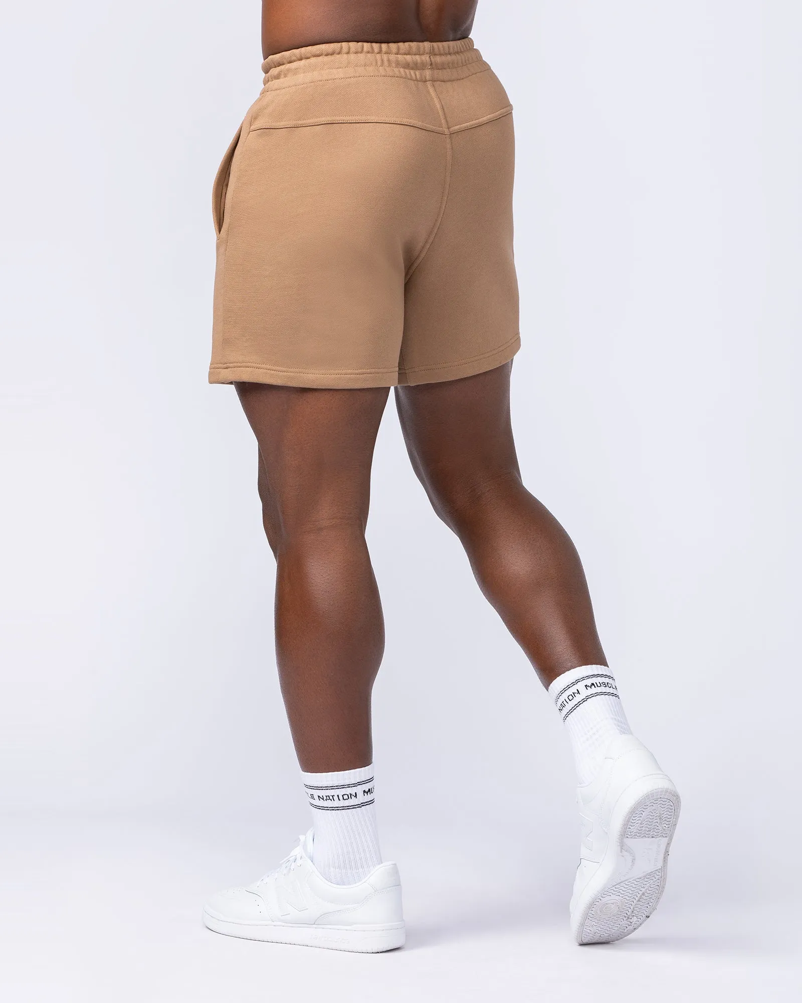 College Sweat 5" Shorts - Tan