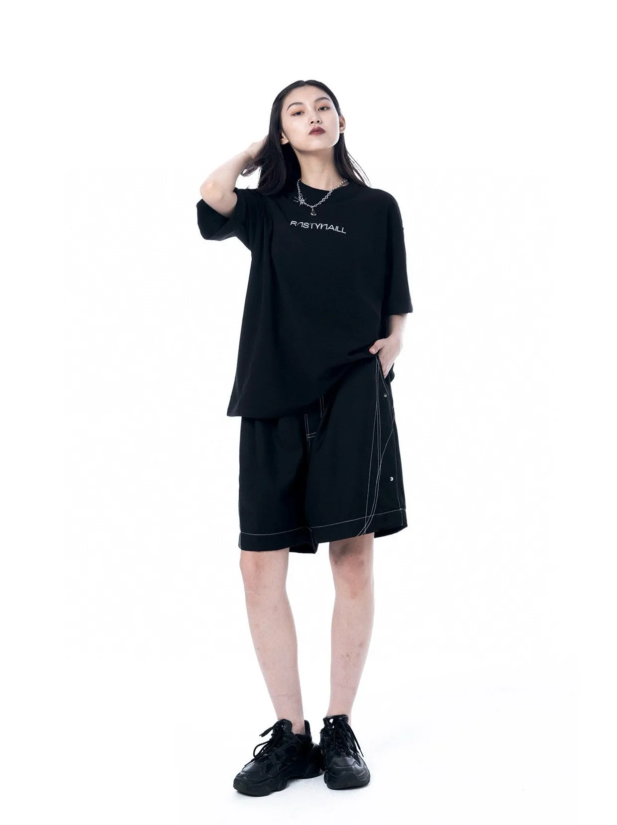 Color Block Contrast Stitch Structured Blazer Shorts