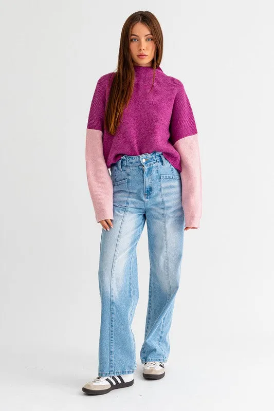 Color Block Oversized Sweater (Various colors), Le Lis