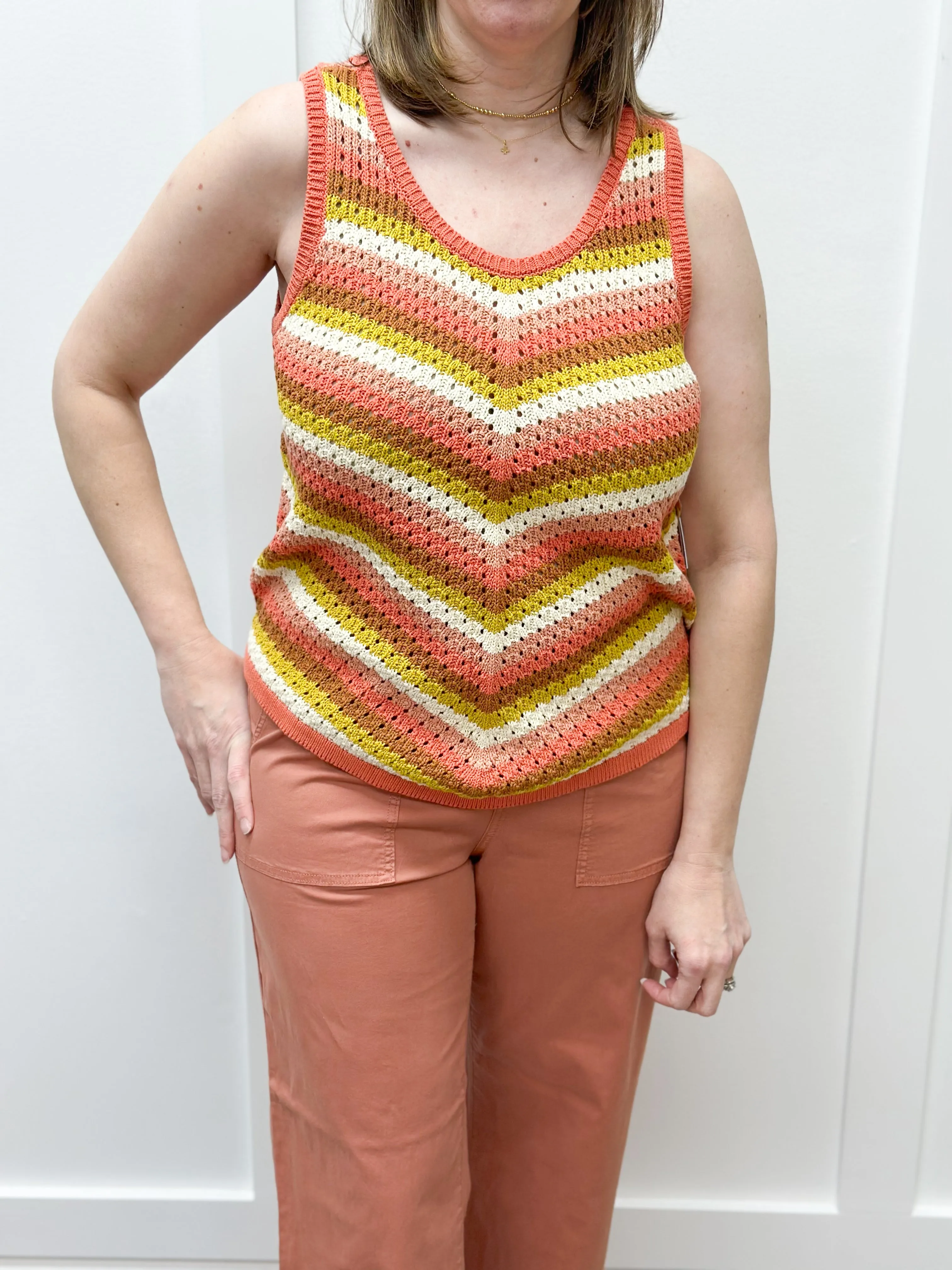Crewneck Racer Back Sweater - Cyder Multi
