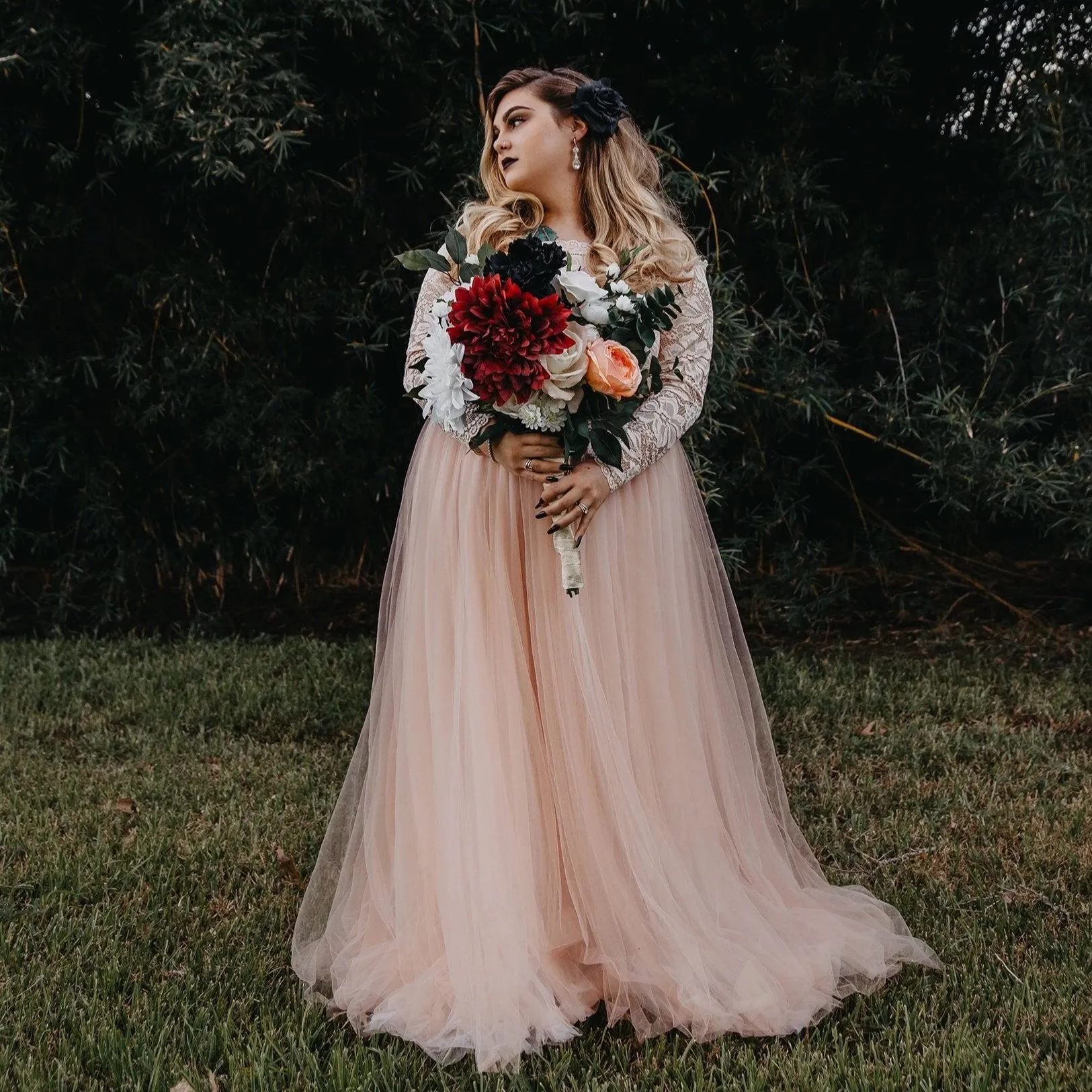 Curvy Blush Wedding Dress #1162