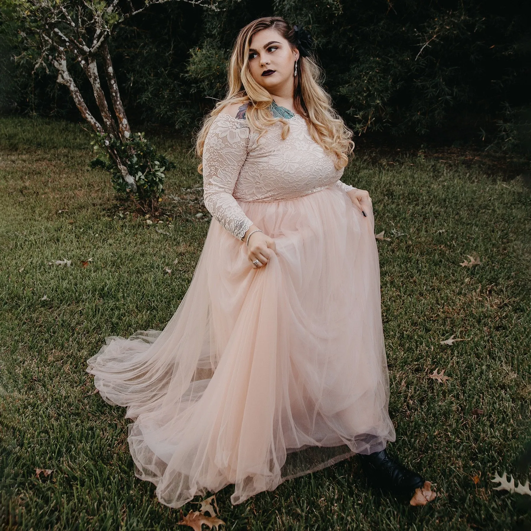 Curvy Blush Wedding Dress #1162