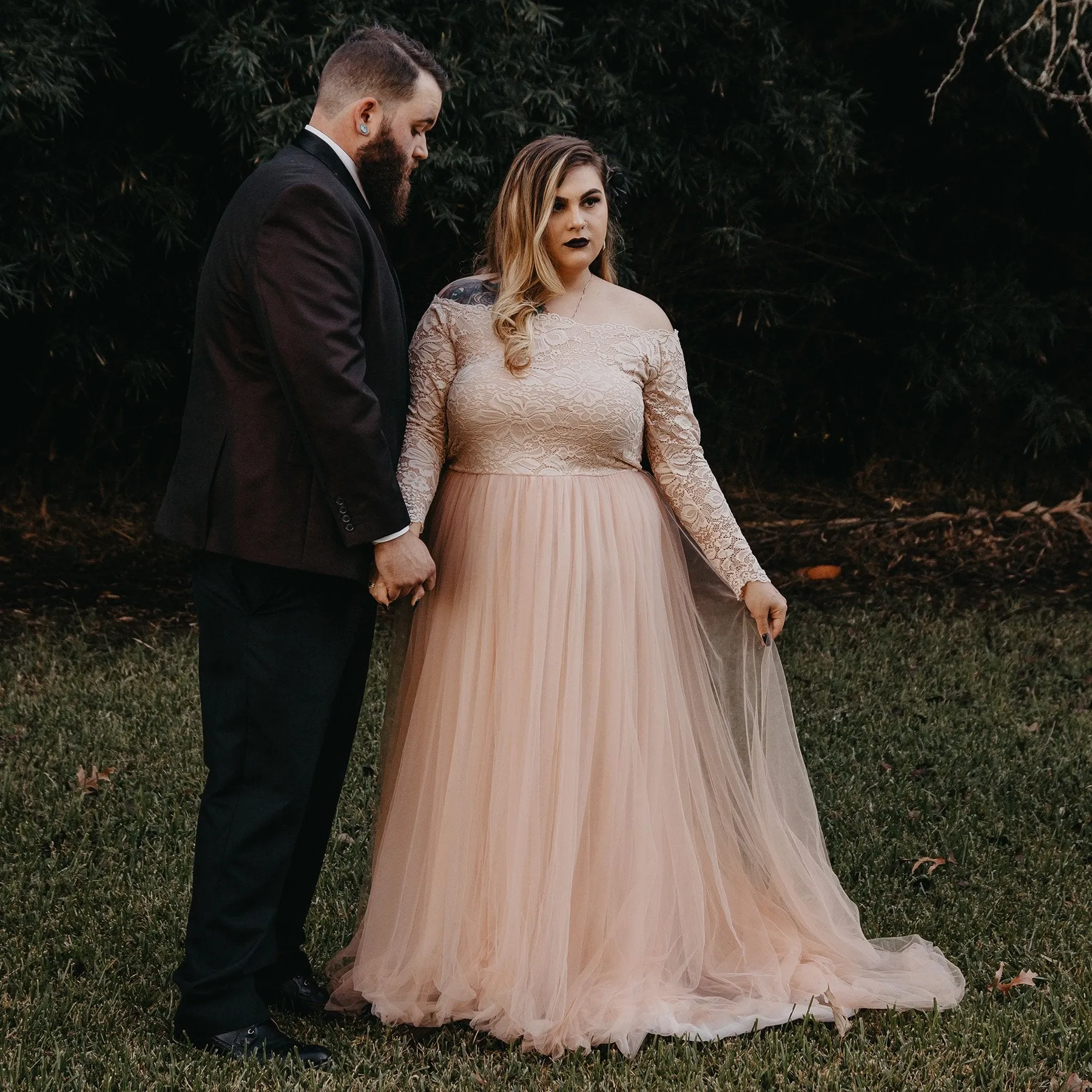 Curvy Blush Wedding Dress #1162