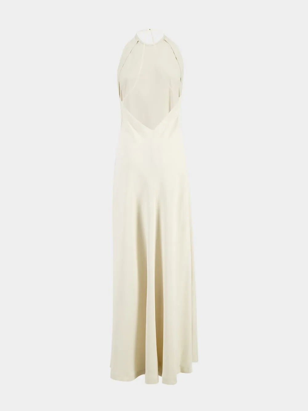 Cynane Ivory Halter Neck Maxi Dress