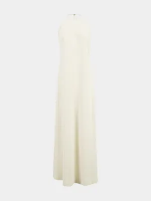 Cynane Ivory Halter Neck Maxi Dress