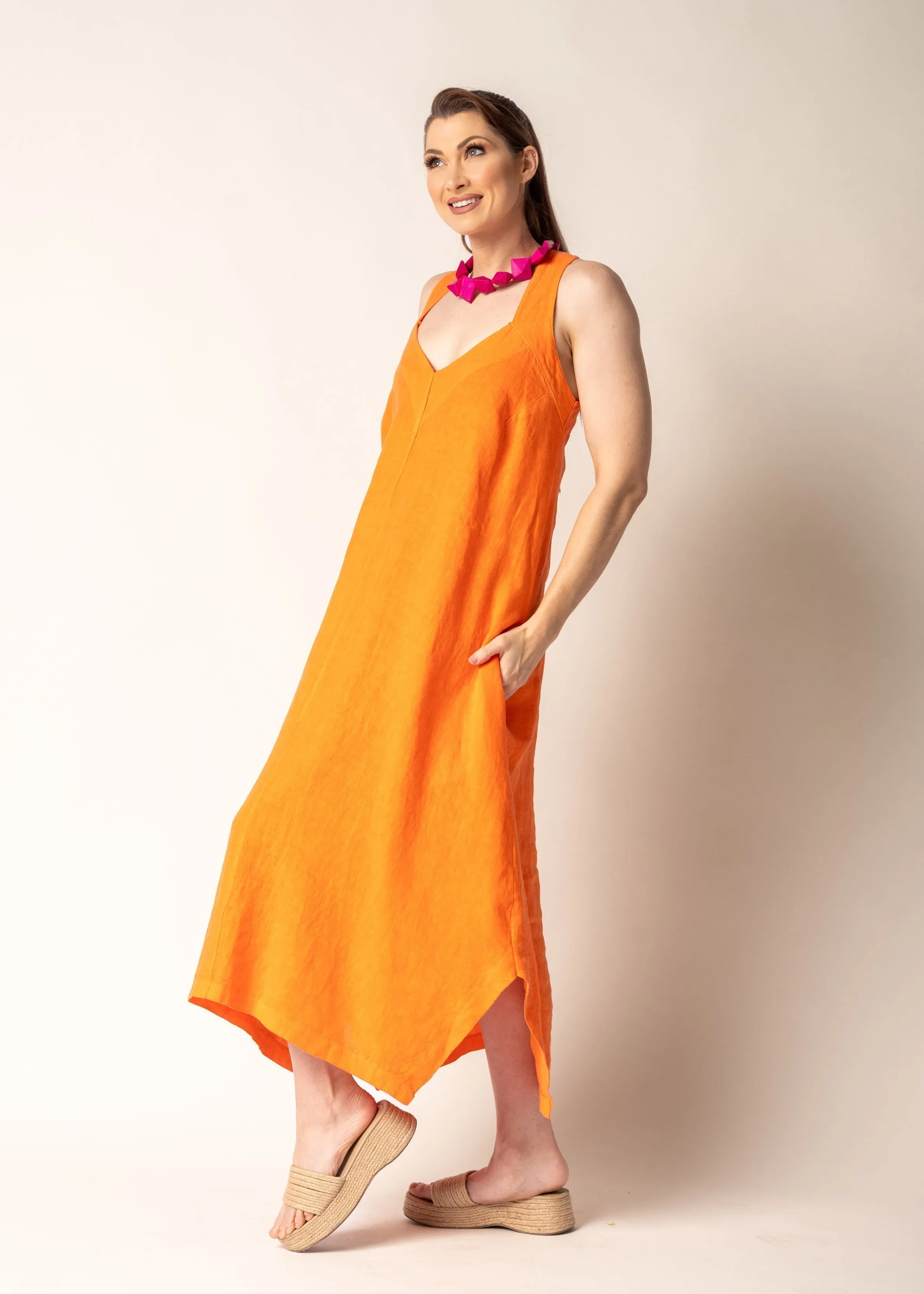 Dahlia Dress in Sunset Orange