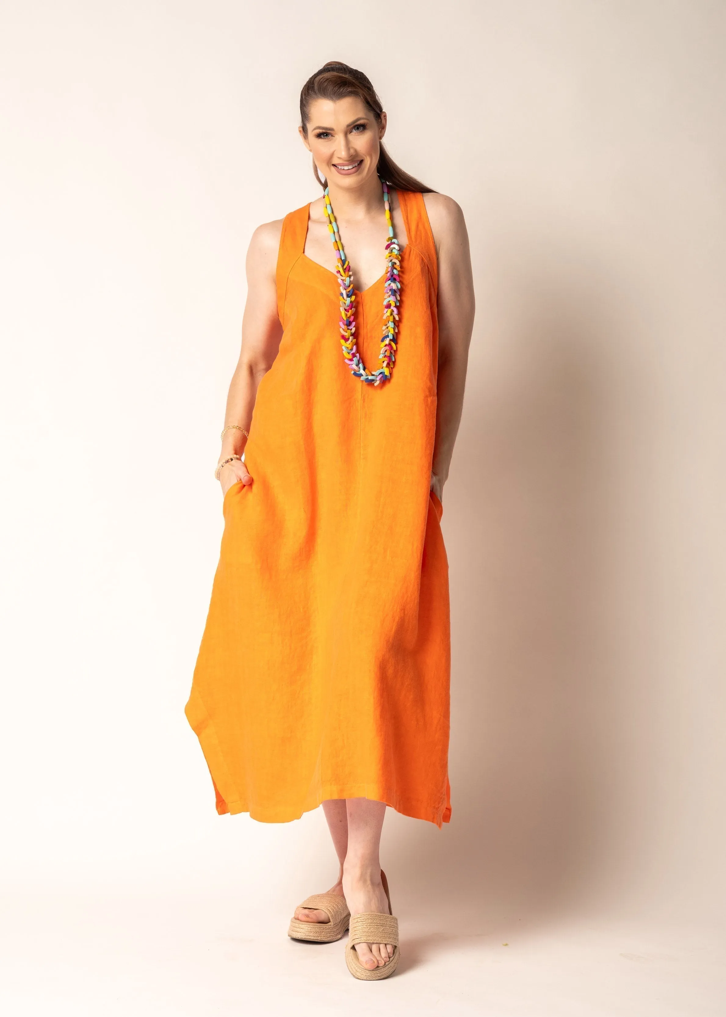 Dahlia Dress in Sunset Orange