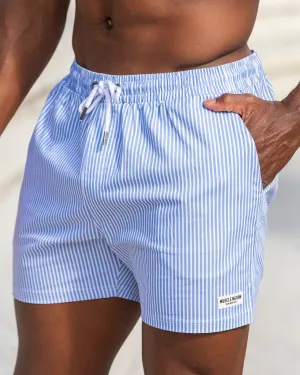 Daily 4" Shorts - Blue Stripe Print