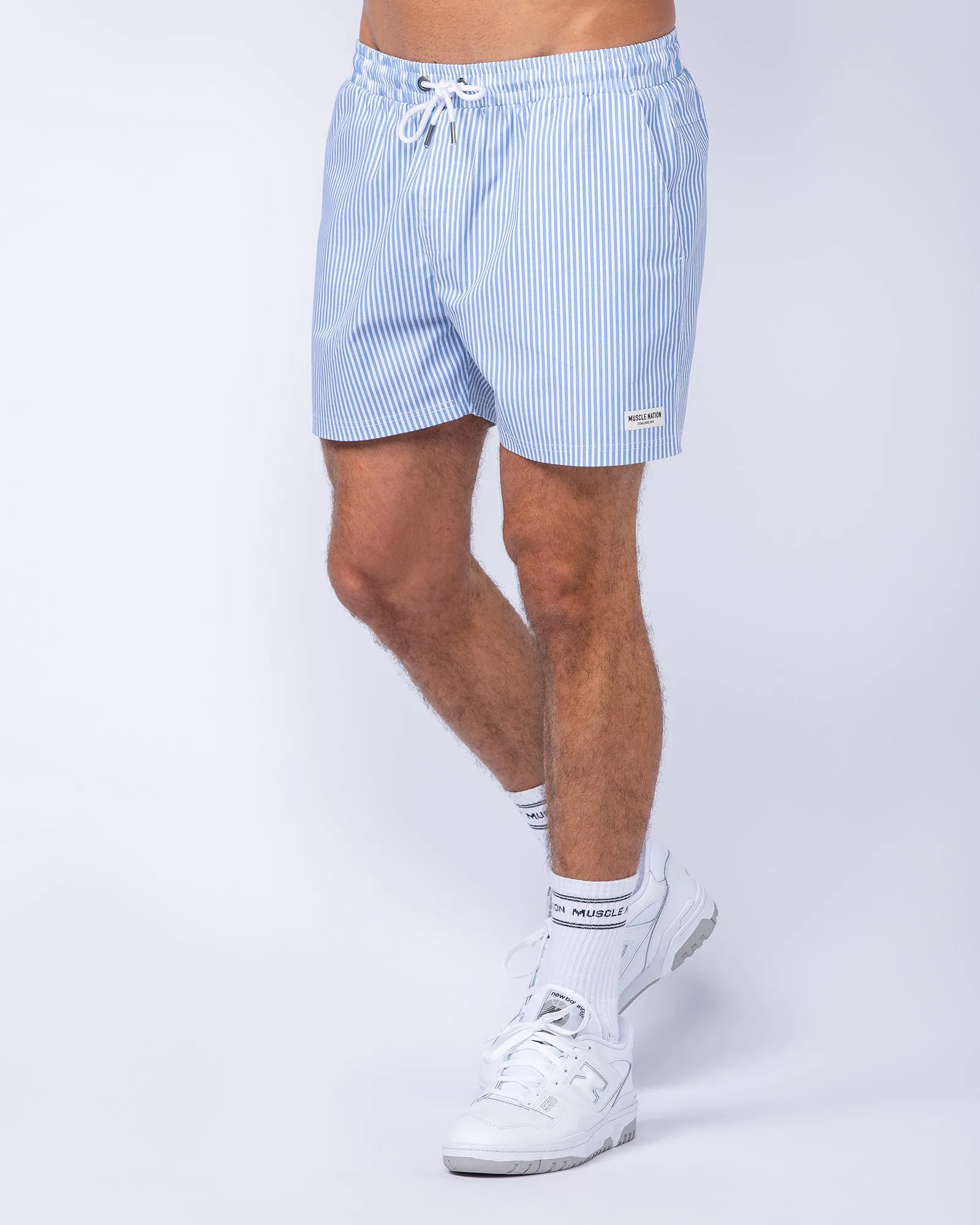 Daily 4" Shorts - Blue Stripe Print
