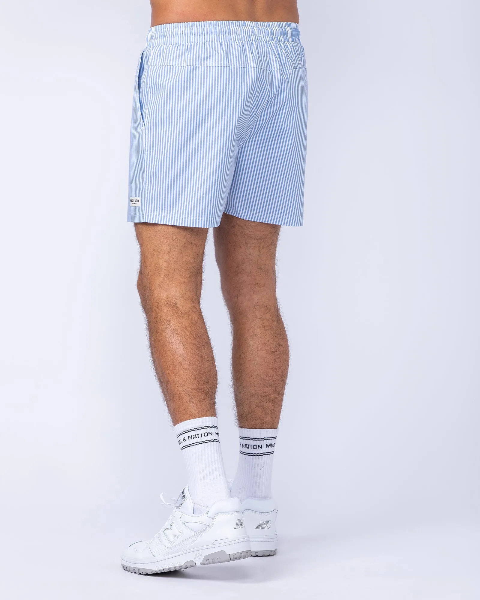 Daily 4" Shorts - Blue Stripe Print