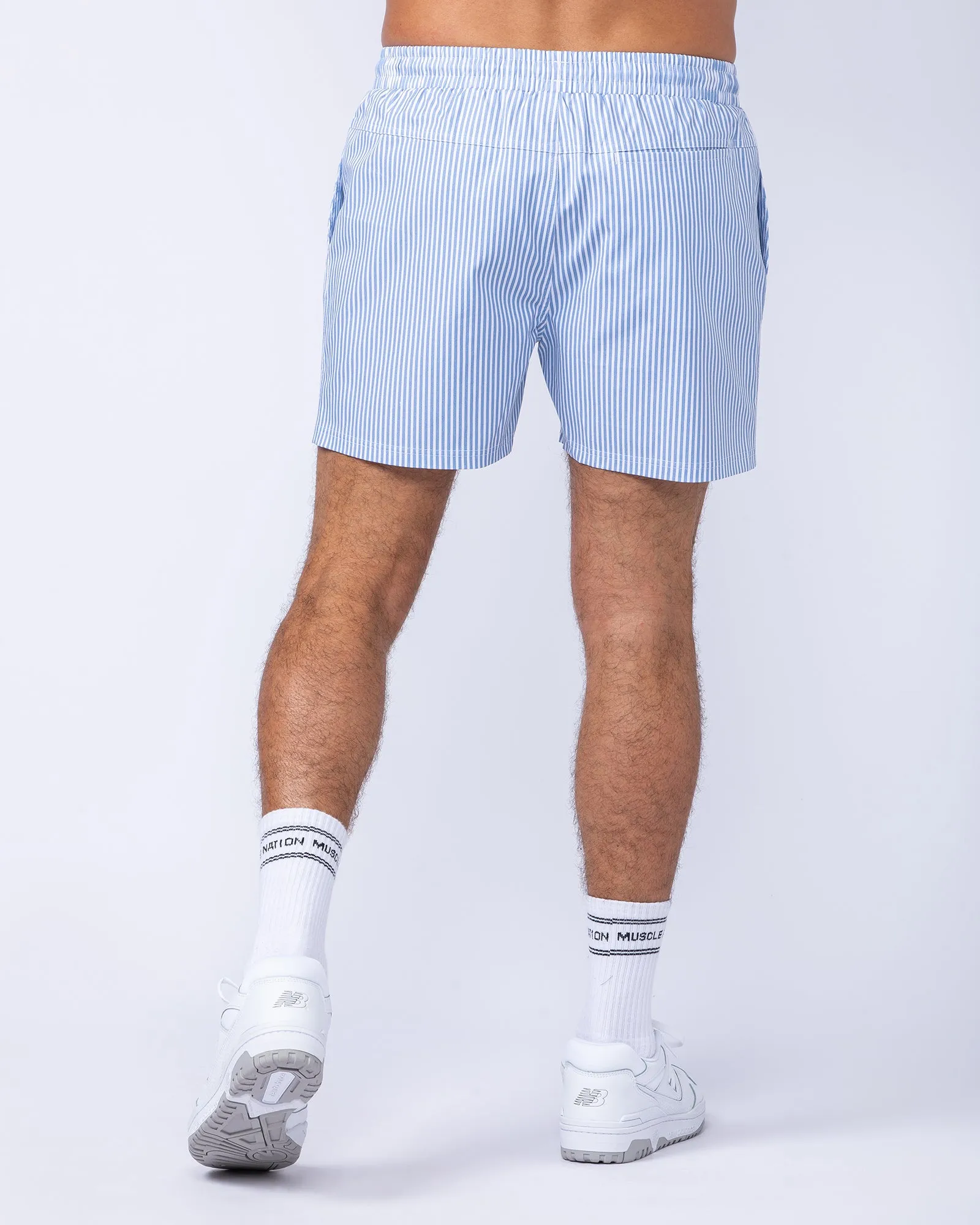 Daily 4" Shorts - Blue Stripe Print
