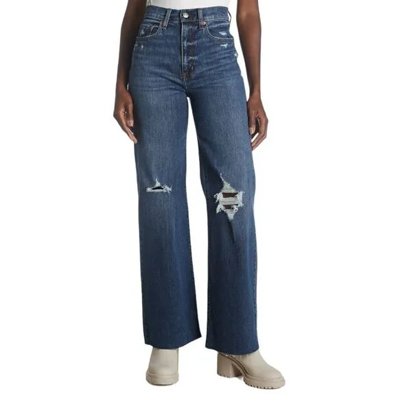 DAZE Women’s Far Out High Rise Wide Leg Jeans in the Size 31 in Dark Wash A-Plus