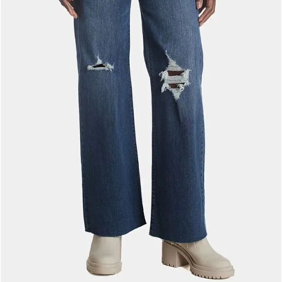 DAZE Women’s Far Out High Rise Wide Leg Jeans in the Size 31 in Dark Wash A-Plus