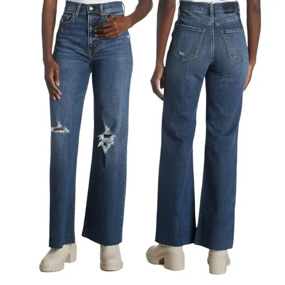 DAZE Women’s Far Out High Rise Wide Leg Jeans in the Size 31 in Dark Wash A-Plus