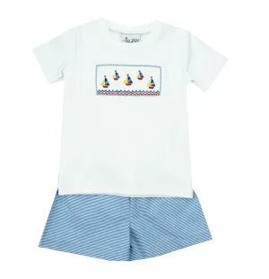 Delaney Sailboat Smocked Short Set