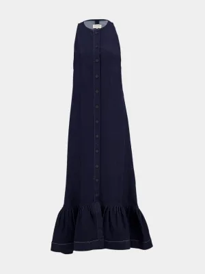 Denim Blue Sleeveless Maxi Dress
