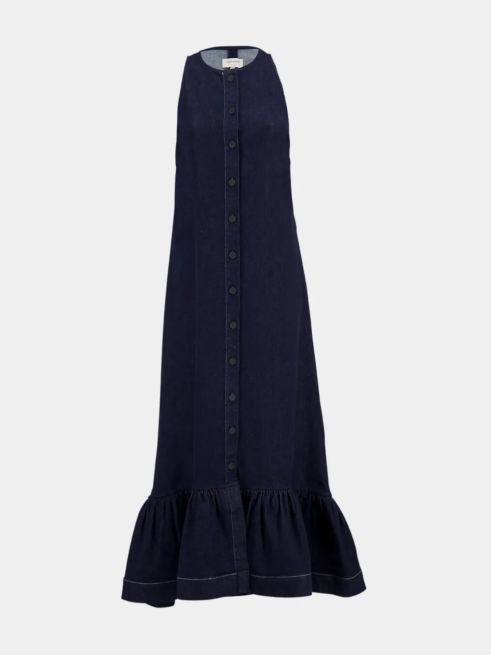 Denim Blue Sleeveless Maxi Dress