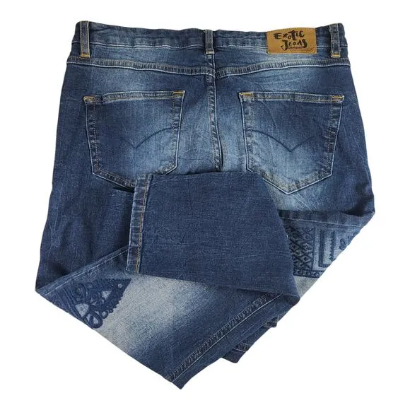 Desigual Blue Denim Floral Embroidered Vintage Jeans 32