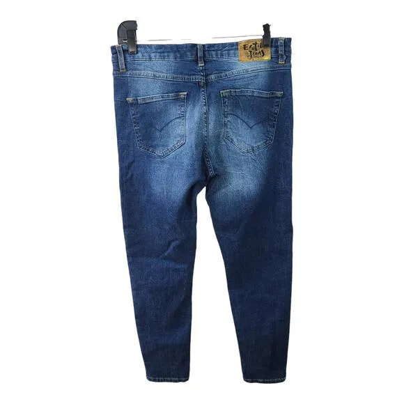 Desigual Blue Denim Floral Embroidered Vintage Jeans 32