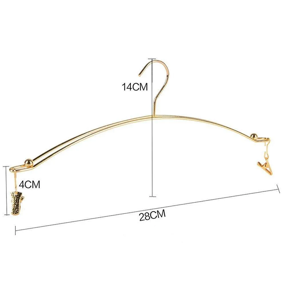 DEWEL 5Pcs Stainless Steel Women Clothes Bra Shorts Underwear Drying Rack Hanger (Gold)