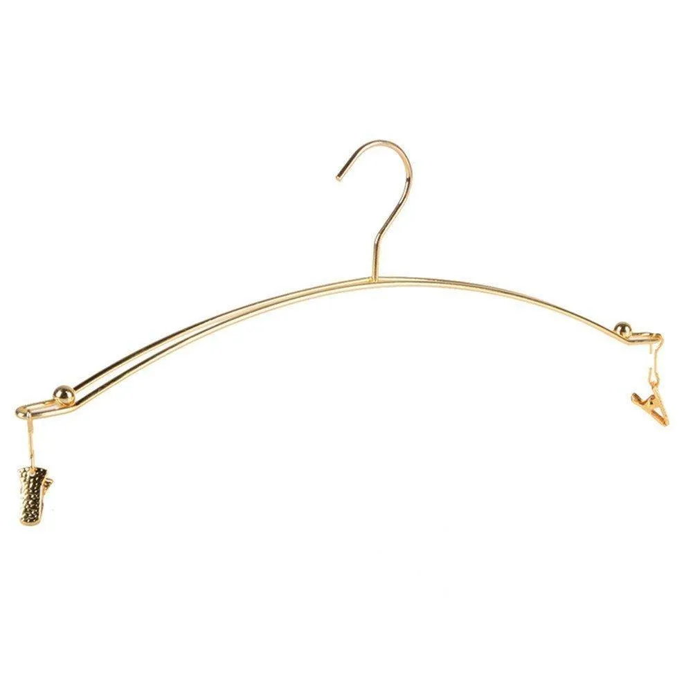 DEWEL 5Pcs Stainless Steel Women Clothes Bra Shorts Underwear Drying Rack Hanger (Gold)