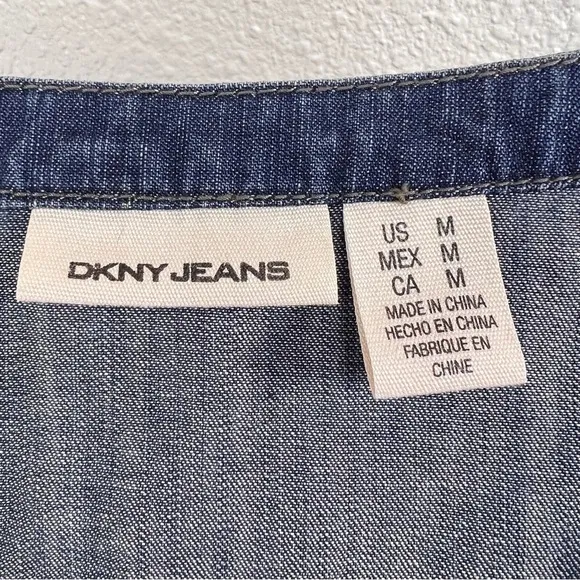DKNY JEANS Y2K Vintage Denim Dress w/Denim Woven Belt. 100% Cotton. Size Medium