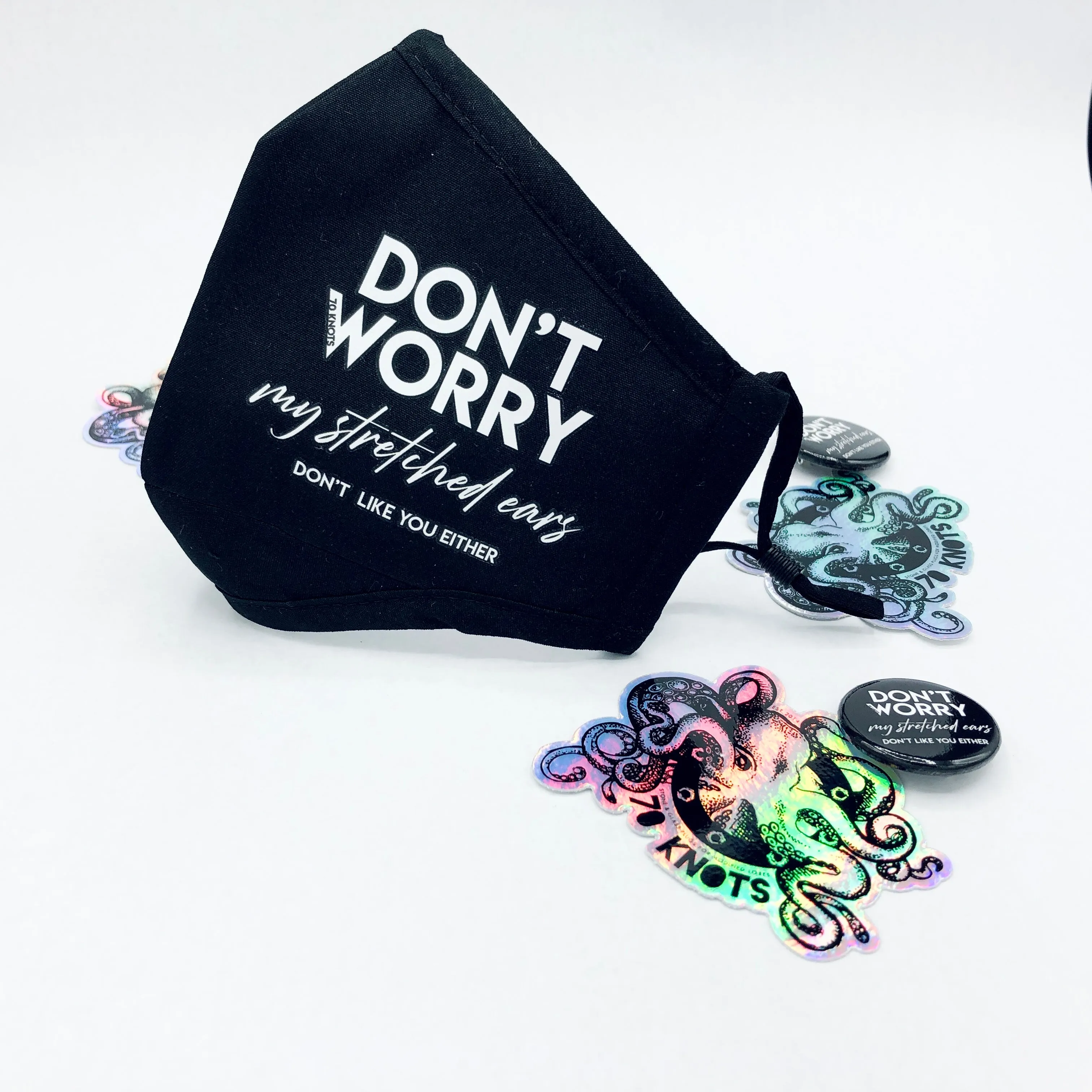 DON'T WORRY My Stretched Ears Don't Like You Either, 3-Ply Cotton Facemask, Filter Pocket, Nose Wire