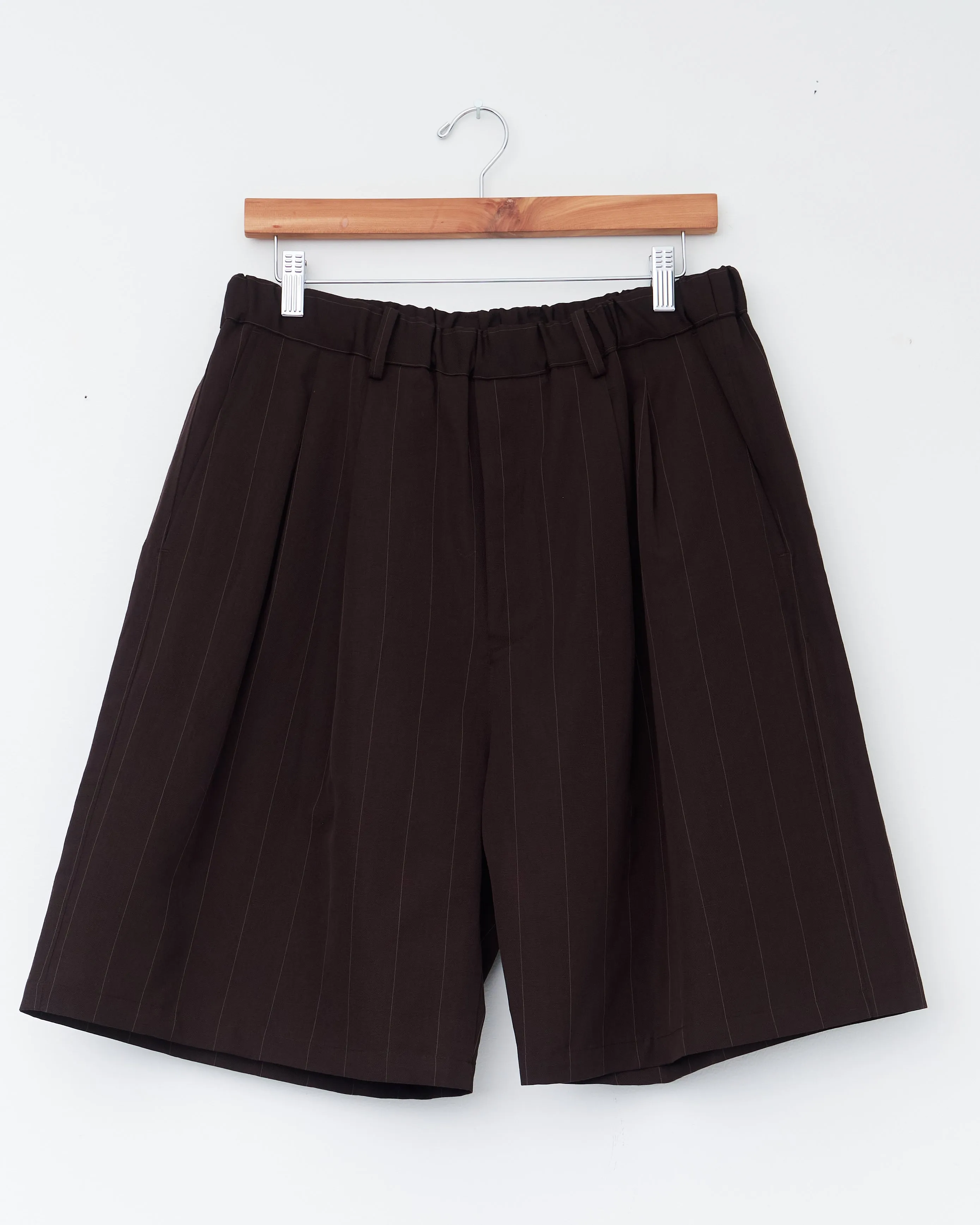 Double Pleated Easy Shorts, Brown
