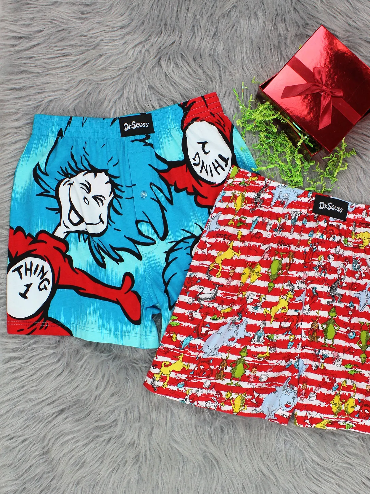 Dr. Seuss The Cat in the Hat Button Fly Boxer Shorts