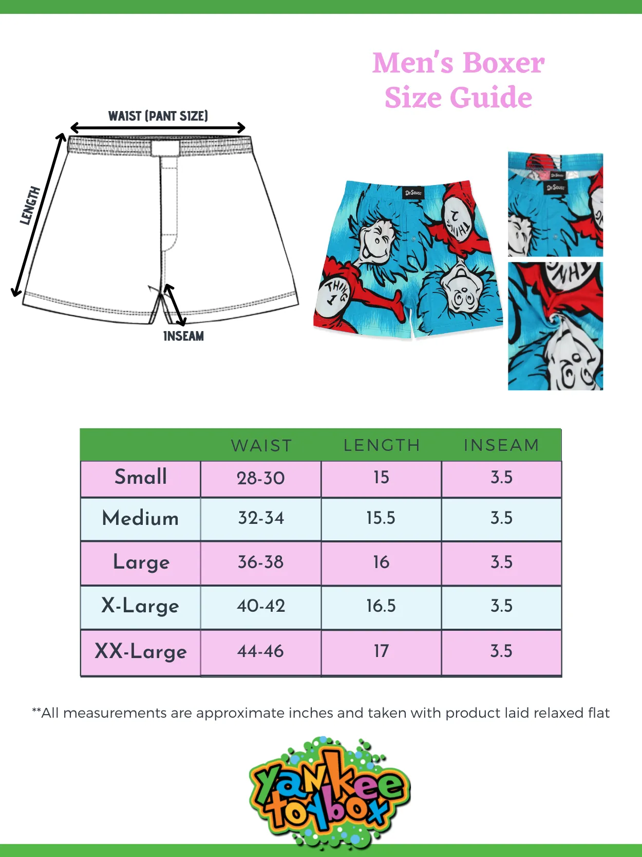 Dr. Seuss The Cat in the Hat Button Fly Boxer Shorts