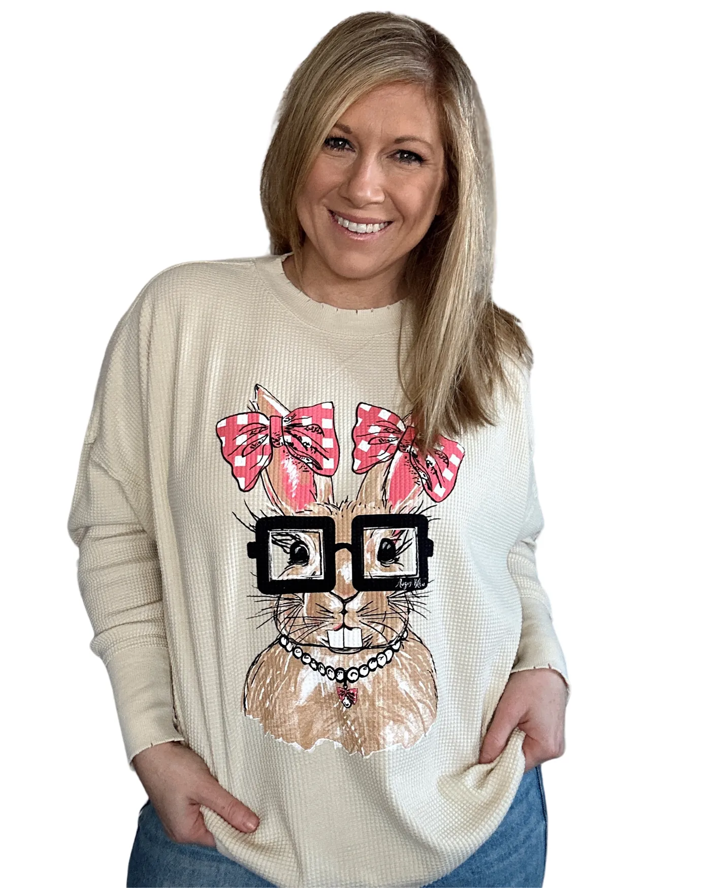Easter Rosie Bunny Waffle Graphic Top