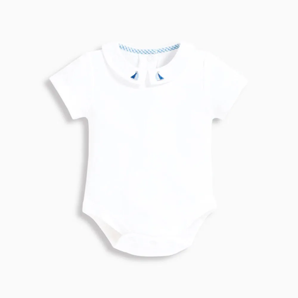 Embroidered Boat Collar Onesie
