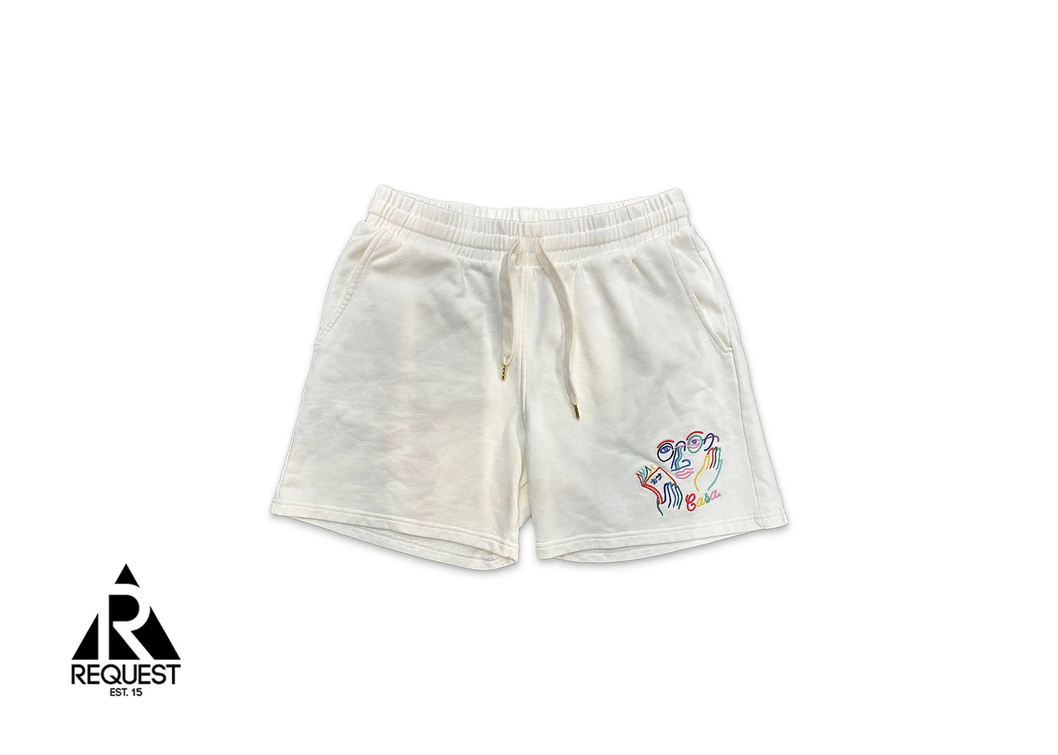 Embroidered Track Shorts "Cream"