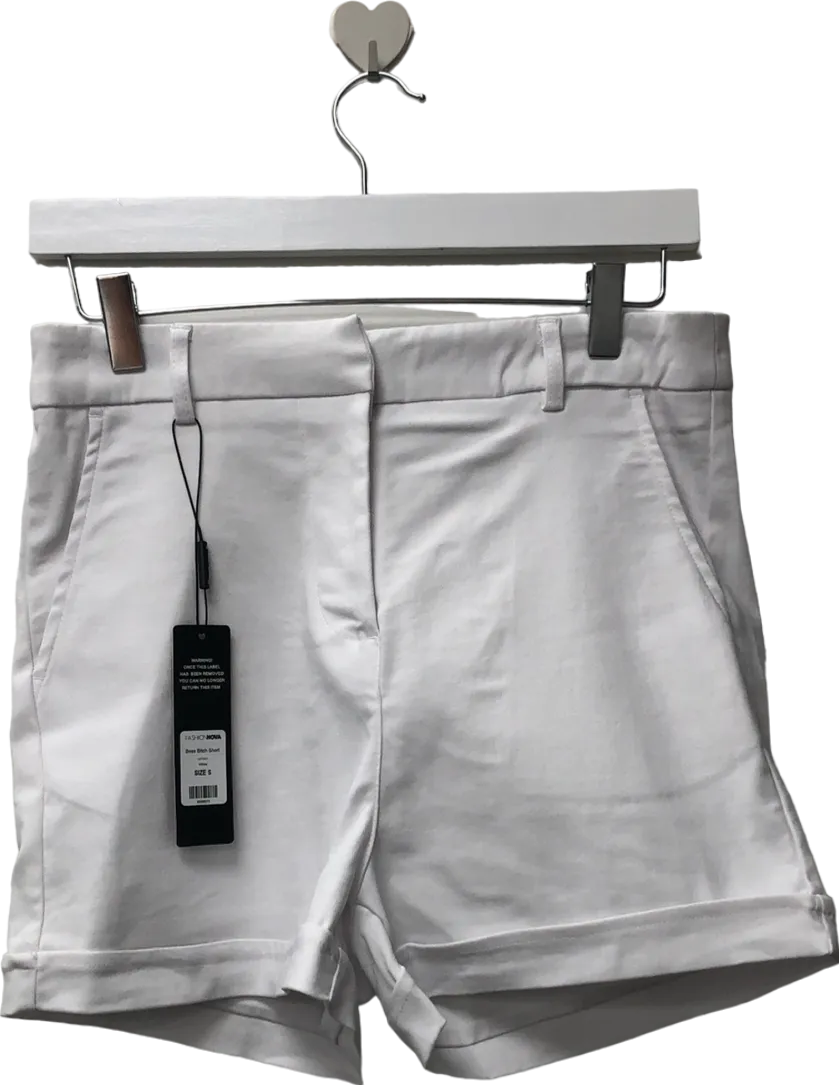 Fashion Nova White Boss Shorts UK S