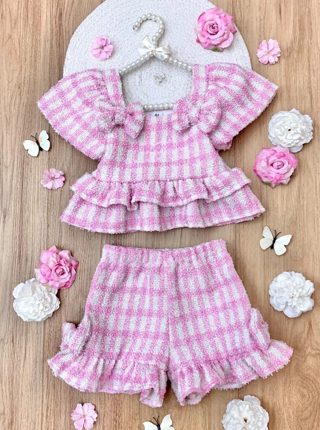 Feast In Fashion Pink Gingham Top and Short Set