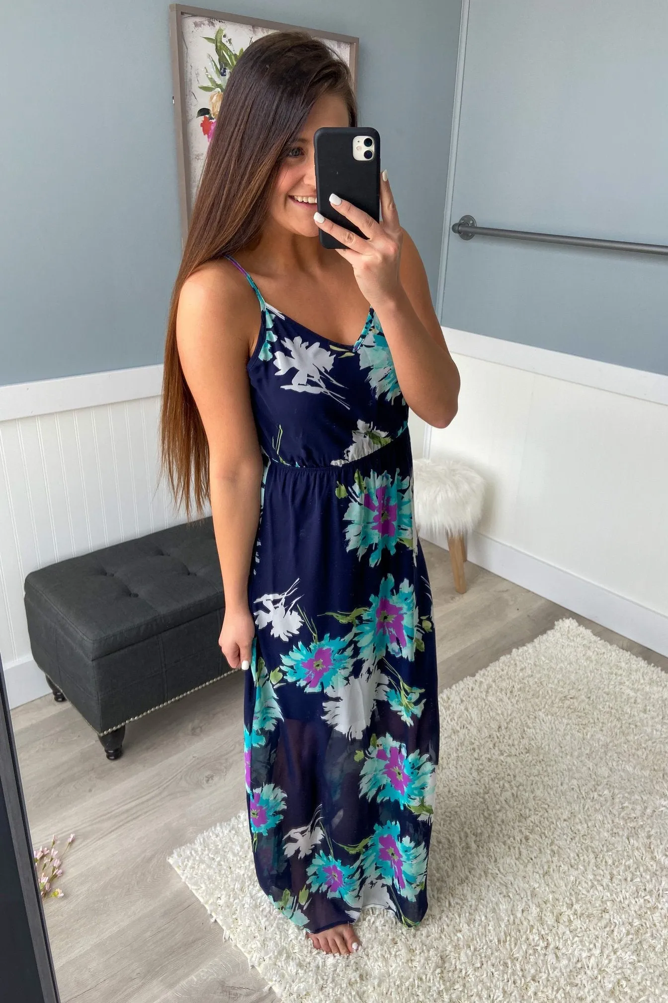 Finest Moment Navy Floral Maxi Dress