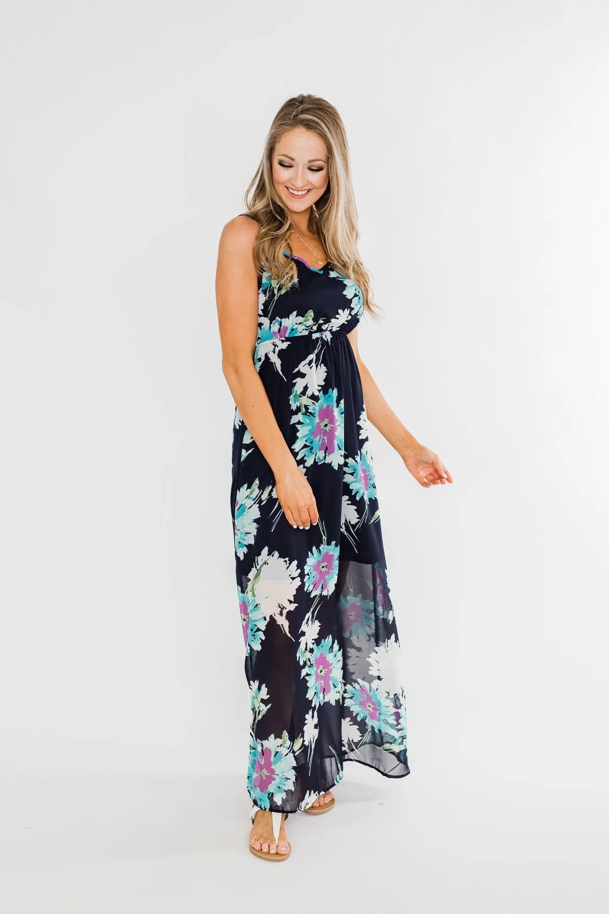 Finest Moment Navy Floral Maxi Dress